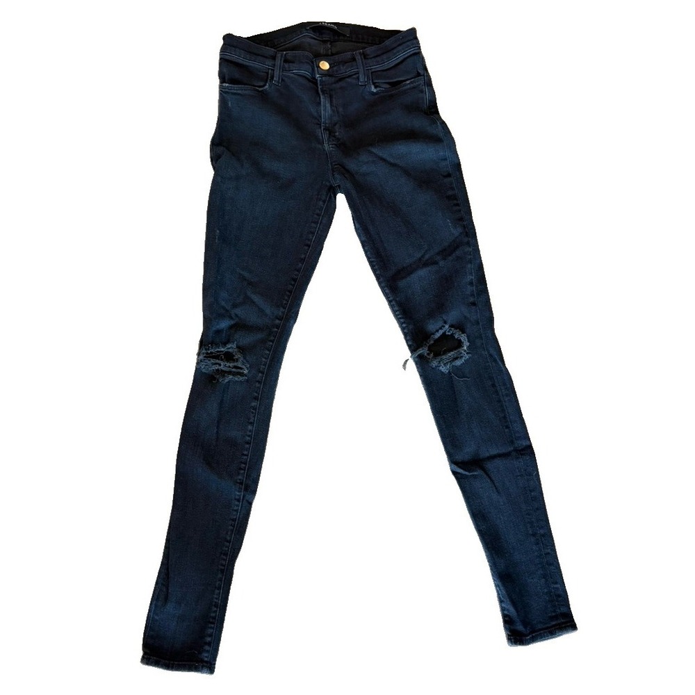 J Brand Super Skinny Jeans Women's 27 Blackout Distressed Ripped Knee Stretch